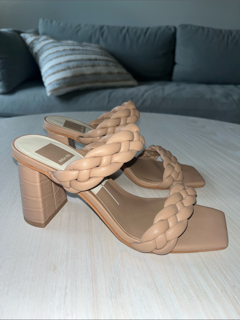 Dolce Vita Braided Double-Strap Slide Sandals in Tan - Picture 2 of 2